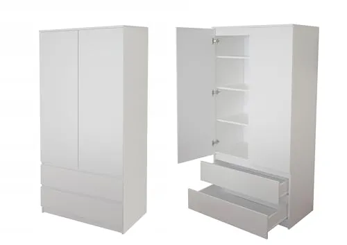 Home Collective Kleiderschrank 90cm - Kleiderschrank mit 2 Schubladen, 3 Einlegeböden und Kleiderstange, erweiterbar auf 235cm Höhe – ideal für Schlafzimmer, Flur oder Büro.
