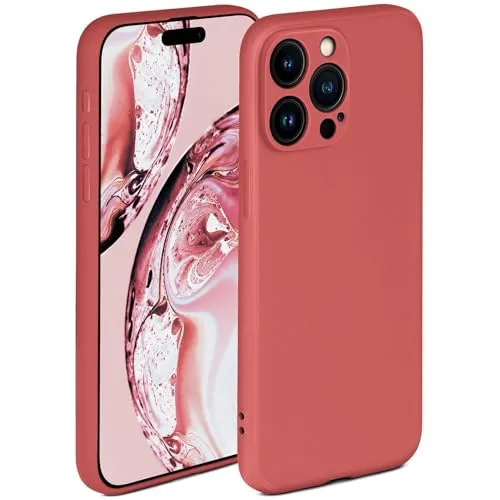 ONEFLOW Soft Case für iPhone 15 Pro Max Hülle aus Silikon mit Kameraschutz, Silikonhülle mit erhöhtem Schutz fürs Display, Backcover Schutzhülle, weiche Handyhülle, Rot