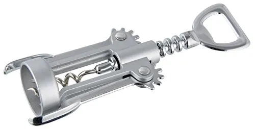 Fackelmann Hebkorkenzieher, Weinöffner für alle Korken, Hebelkorkenzieher aus Kunststoff/verchromtem Stahl (Farbe: Silber), Menge: 1 Stück