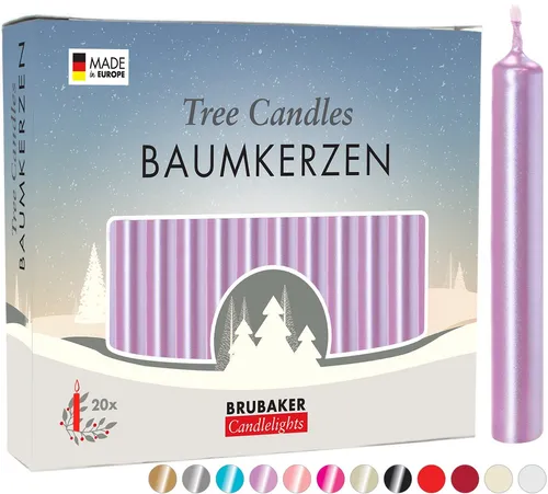 BRUBAKER Tafelkerze Baumkerzen aus Wachs (100er Pack Christbaumkerzen, 100-tlg., Wachskerzen für Weihnachtsdekoration, bunte Weihnachtskerzen), rauchfreie und geruchsneutrale Pyramidenkerzen