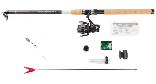 Rocktrail Angelcombo (Grund/Feeder 300) - Angelfertig montierte HMGF-Teleskoprute mit ausgewogener Aktion, inklusive praktischer Tragetasche und Stationärrolle mit 4 Kugellagern für optimales Angelerlebnis.
