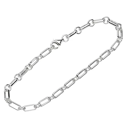 NKlaus Armband 925 Sterling Silber Figaro Ankerkette 22cm - Elegantes Herrenarmband aus 925 Sterling Silber, 22cm lang, ideal für Handgelenke bis 20,5cm. Robuste Figaro-Ankerkette mit Karabinerverschluss für sicheren Halt.