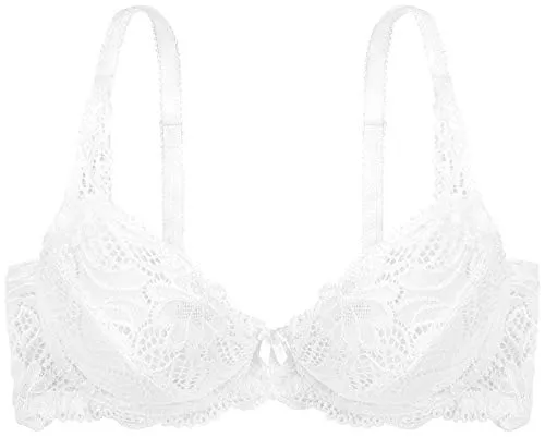 Produktbild Dorina Damen Angie Bügel-BH – Volle Abdeckung mit Floraler Spitzenverzierung, Ungepolsterten Cups und Weichen Mikrogewebe-Flügeln, Weiß