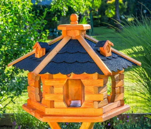 * Vogelhaus mit Solarbeleuchtung Vogelhäuschen Solar Dach in dunkel V16