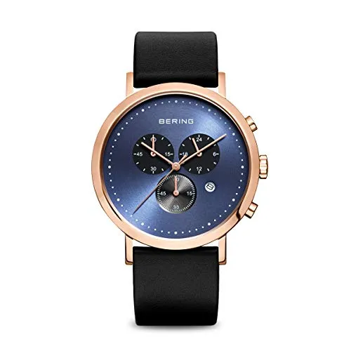 BERING Herren Quarz Uhr 40 mm - Elegantes Design in Roségold - Armbanduhren für Herren mit hochwertigem Kalbslederarmband und kratzfestem Saphirglas, ideal für jeden Anlass und ein perfektes Geschenk.