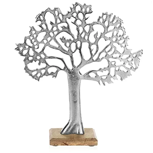 com-four® Deko-Aufsteller Baum XL - Moderner Metallbaum auf Holzsockel - Nussknacker: Der XL Deko-Aufsteller aus Metall mit Holzsockel ist ein stilvolles Wohnaccessoire und symbolisiert den Lebensbaum - perfekt als Geschenk oder zur Dekoration!