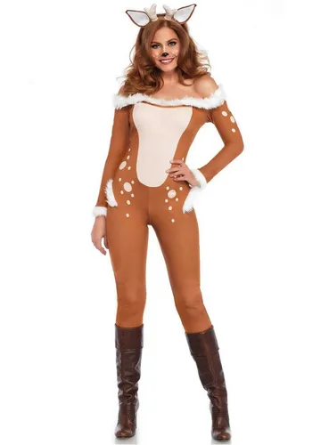 Leg Avenue Kostüm Reh Overall Rentier Faschingskostüm Damen Karneval, Einteiliges Tierkostüm für nicht so scheue Rehe