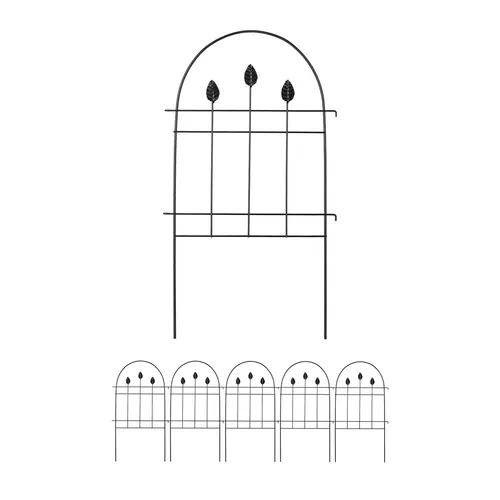 Beetzaun Steckzaun 6er Set, Ziergitter aus Metall - Kanteneinfassungen aus robustem Eisen, 74 cm hoch, ideal für dekorative Beeteinfassungen und Teichumrandungen.