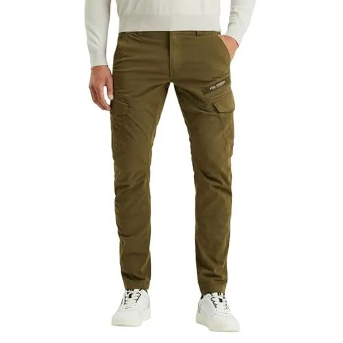 PME Legend Cargohose Nordrop in Oliv, Größe 34/32 - Herren-Stoffhosen mit schmalem Schnitt und praktische Pattentaschen, gefertigt aus flexiblem Baumwoll-Mix für optimalen Tragekomfort.