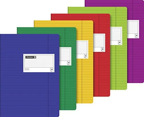 Brunnen 1043731 Diarien / Notizheft (A4, 40 Blatt, liniert, mit roter Randlinie, 80g/m²) 4 verschiedene Farben