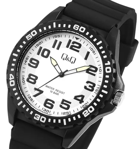 Q&Q Quarzuhr VS16J006Y - Herrenuhr mit Silikonarmband - Armbanduhren mit 10 bar Wasserdichtigkeit, ideal für Sport und Alltag, ausgestattet mit Superluminova Zeigern für beste Ablesbarkeit auch im Dunkeln.