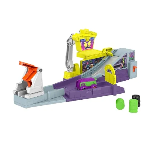 Fisher-Price DC Batwheels Spielzeugauto-Spielset - Fahrzeuge & Rennwagen für Kinder, interaktive Zoom-Legion-Zentrale mit Starter und Prank dem Jokermobil für spannende Renn- und Crash-Action ab 3 Jahren.