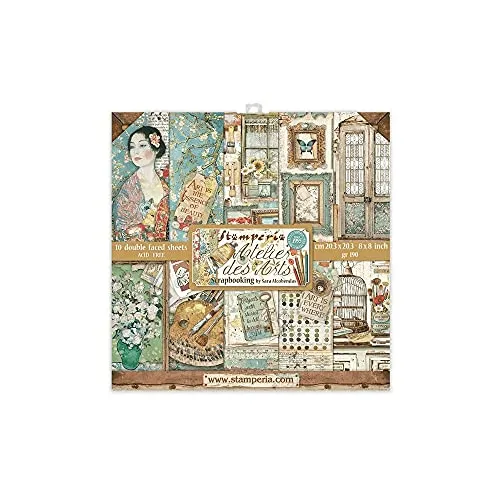 STAMPERIA INTERNATIONAL, KFT SBBS33 Stamperia Atelier des Arts Mini-Sammelblock, mehrfarbig, 8 x 8 inches