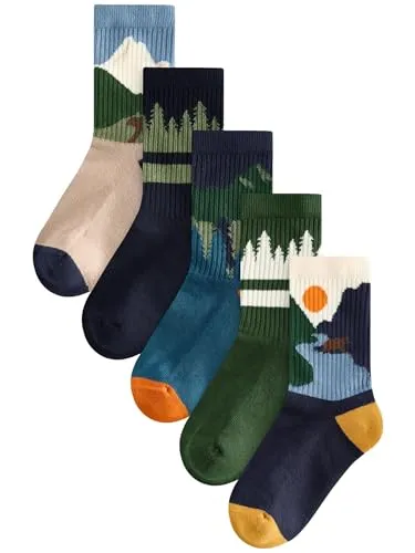 NEXT Jungen Socken mit gepolstertem Fußbett, 5er-Pack Mehrfach 37-40