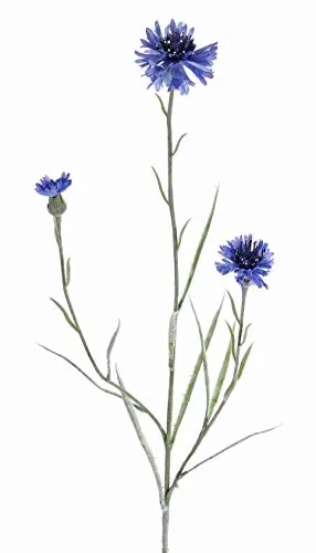 artplants.de Deko Zweig Kornblume Kelsie, blau, 70cm, Ø 4cm - Künstliche Kornblume - Kunstblumen