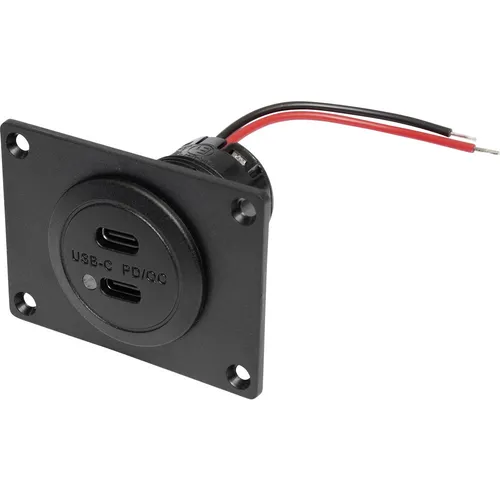 ProCar Power USB-C Doppelsteckdose PD/QC mit LED und Montageplatte - Sonstige Elektroinstallationsartikel mit integrierter Schnellladefunktion für 12-24 V DC, ideal für effizientes Laden unterwegs. E1 Zulassung und Schutzmechanismen für maximale Sicherheit.