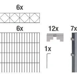 Doppelstabmatten-Set ALBERTS Bergen 200 x 160 cm, 12 m anthrazit - Gartenzäune aus robustem Metall, ideal für sicheren Sichtschutz und Langlebigkeit in stilvollem Anthrazit.