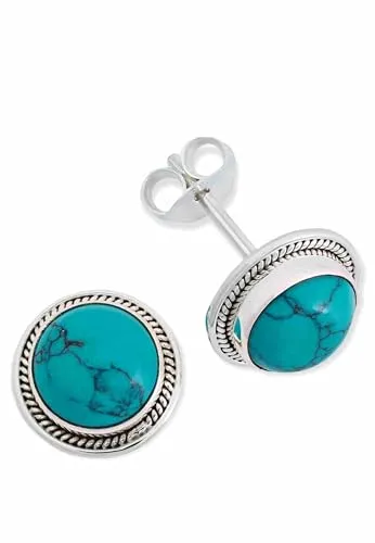 Ohrstecker 925 Silber Türkis Edelstein Ohrringe echt Silber Damen Sterling Silber Stecker Geschenk(MOS-052-15)