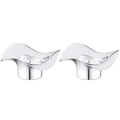 Georg Jensen Cobra-Teelichthalter, 2 Stück, Edelstahl in silber von Georg Jensen