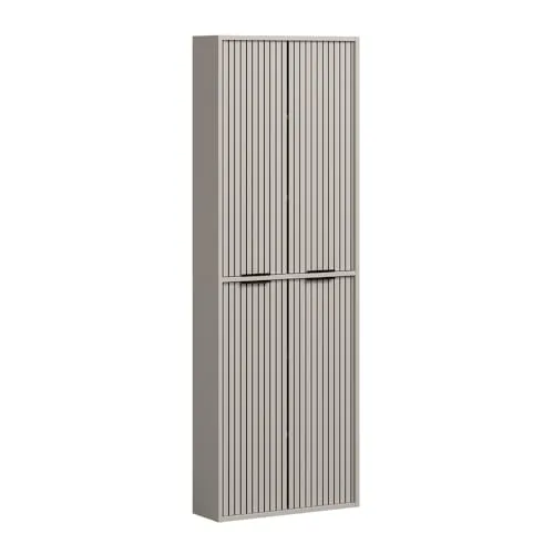 Vicco Hochschrank Ruford, Cashmere, 60 x 176 cm mit 4 Türen - Eleganter Hochschrank für Ihr Badezimmer mit modernem Design. Bietet viel Stauraum und sorgt für Ordnung. Robuste Materialien garantieren Langlebigkeit und Pflegeleichtigkeit. Maße: 60x20x176 cm.
