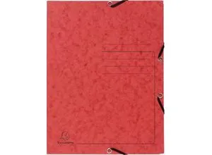Exacompta Sammelmappe, DIN A4, mit Gummizug, 3 Klappen, beschriftbar, Colorspan-Karton, 355 g/m², rot