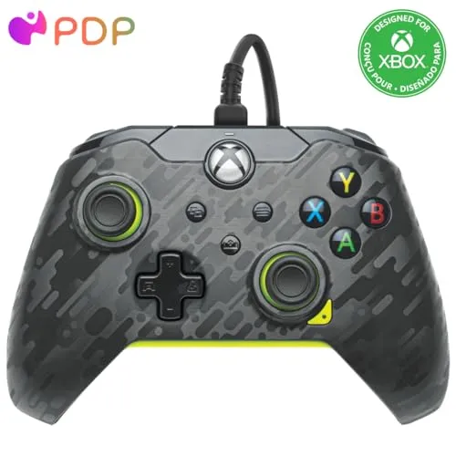 PDP Gaming Controller für Xbox Series X|S, Xbox One und PC | Electric Carbon - Zubehör Spielkonsolen, offiziell lizenziertes Produkt von Microsoft mit individuell anpassbarer Tastenbelegung per App für ein optimales Spielerlebnis.