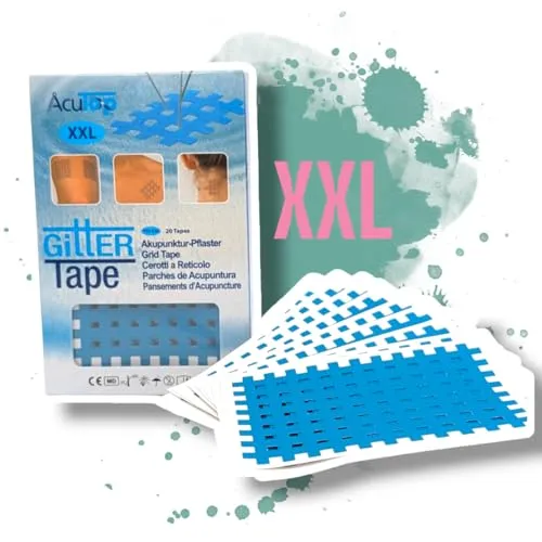 Gittertape XXL AcuTop, 20 Stück, Akupunktur Pflaster (Blau) von AcuTop