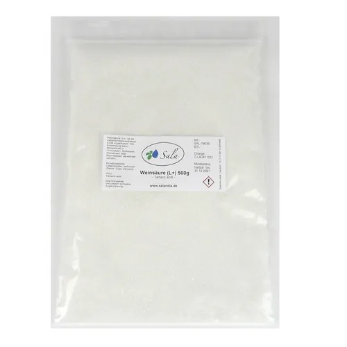 Sala Weinsäure Grieß E 334 Lebensmittelqualität 500 g Beutel