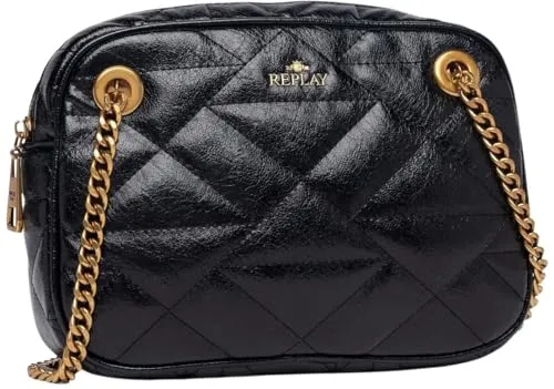 REPLAY Crossbody Bag Umhängetasche - Damentaschen für Freizeit, aus 100% Polyurethan in elegantem Schwarz, ideal für den täglichen Gebrauch mit praktischem Reißverschluss und Kreditkartenfach.