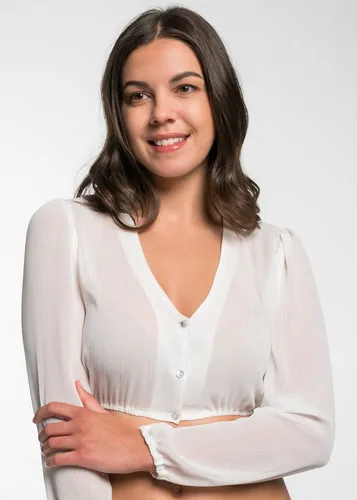 Spieth & Wensky Dirndlbluse Efeu aus Chiffon - Elegante Damenbluse mit V-Ausschnitt - Dirndlblusen für Damen, elegante Chiffon-Dirndlbluse mit transparenten Ärmeln, ideal für traditionelle Dirndl und vielseitig kombinierbar.