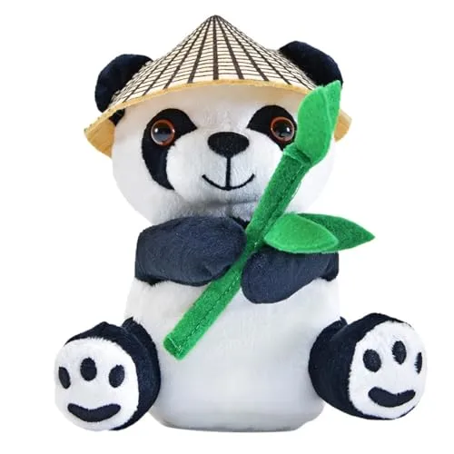 Labertier Pandabär Bao Bao mit Hut & Bambus - 18cm - Kuscheltiere, der sprechende Panda plappert alles nach und sorgt für Spaß und Lachen bei Kindern und Erwachsenen!