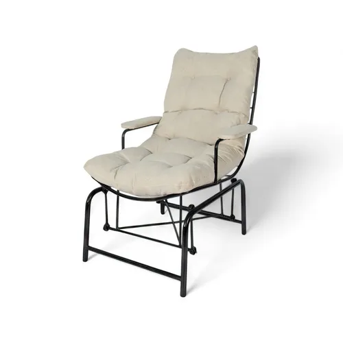 Gemütlicher Sessel in Beige mit stabilem Metallgestell - Stilvoller Sessel für Erwachsene mit dick gepolsterten Kissen. Ideal für entspannte Stunden im Wohnzimmer. Maße: 70 x 100 x 100 cm, mit 2 Jahren Herstellergarantie.