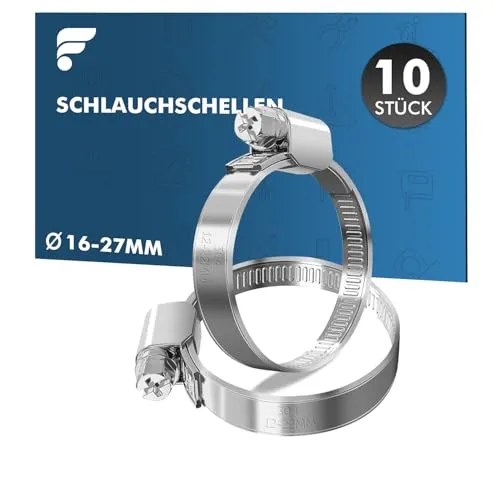 shinfly Schlauchschellen Edelstahl 12-22 mm, Schlauchschelle - 10 Stück Verstellbare Schlauchklemme für Wasserrohr, Waschmaschine, Teich, Garten, Pool