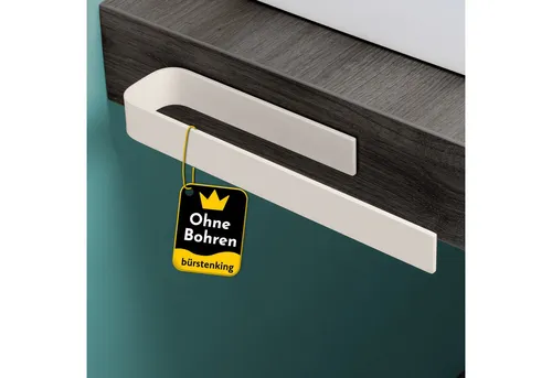 Bürstenking Handtuchhalter Handtuchhalter 33/39 cm – Klebemontage, Aluminium, ohne Bohren, 3M-Kleber - Profikleber für starken Halt