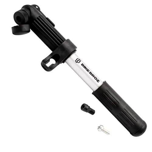 Mini Fahrradpumpe mit Doppelhub für alle Ventile (AV, SV, DV) | Kleine Fahrrad Luftpumpe für Rennrad, E-Bike, MTB und Co | Tragbare Handpumpe Perry Portable by BIKE BROZ