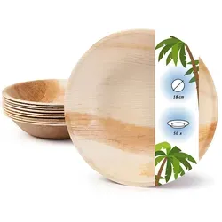 onlyleaf 50 Stück Einwegteller Ø 18cm Palmblatt-Teller, rund, biologisch abbaubar, umweltfreundlich, kompostierbar, wiederverwertbar, Wegwerfteller