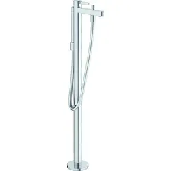 hansgrohe Finoris Einhebel-Wannenarmatur bodenstehend 76445000 - Bodenstehende Badarmatur mit Stabhandbrause und Brauseschlauch für einen modernen Look und komfortable Nutzung im Badezimmer.