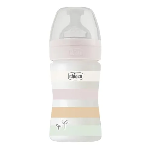Chicco Langsamer Fluss Babyflasche, weicher Silikonsauger, Soft Sense Finish, Anti-Antikolik, reduziert Aufstoßen und Reizbarkeit, Plastikflasche 150 ml, 0 Monate plus, Baby, Weiß