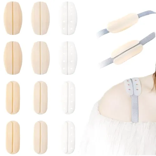 TRKETK 12 Stück Bh-Trägerkissen Aus Silikon, BH-Schulterpolster-Trägerpolster Anti Rutsch BH-Schulterpolster Weiche BH-Trägerkissen für Frauen/Mädchen Rutschfest, Lindert Schmerzen (Mehrfarbig)