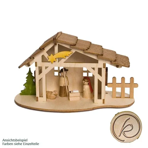 Bastelset Krippenstall Erzgebirge - Kreatives Bastelset für eine handgefertigte Weihnachtskrippe aus Holz, ideal für die festliche Jahreszeit. Perfekt für Bastelbegeisterte und Familien!