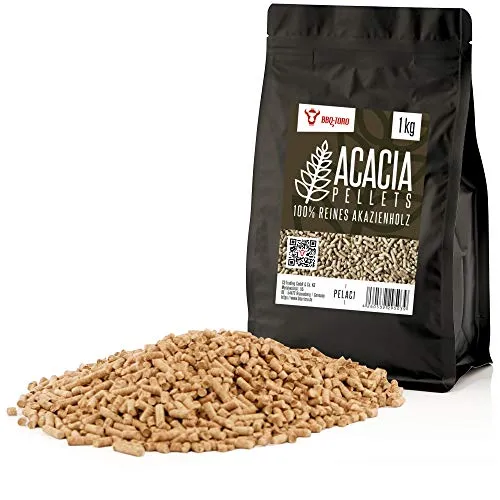 BBQ-Toro Akazienpellets 1 kg | Premium Grillpellets für Grill, Smoker & Heizung | Natürliches Akazienaroma | Langsame Brenndauer & intensiver Rauchgeschmack