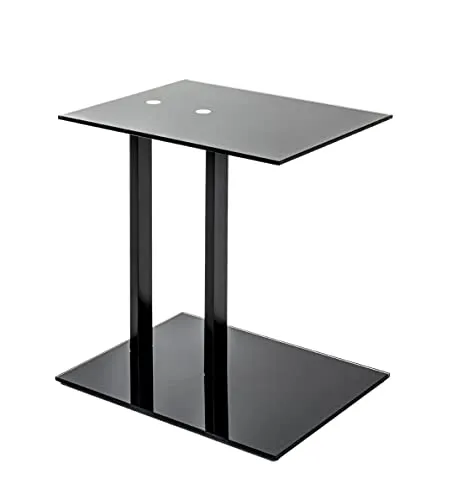 Haku-Möbel Beistelltisch Artur, schwarz - Stylischer Couchtisch mit stabiler Stahlkonstruktion und eleganter Sicherheitsglasplatte, ideal für jedes Wohnzimmer.