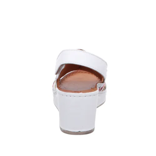 Gemini Damen Sandalen 032672-02 - Flechtoptik Keilabsatz in Weiß, Größe 39 EU - Wanderschuhe: Bequeme Sandalen mit Klettverschluss und rutschfester PU-Sohle für optimalen Halt und Komfort an heißen Tagen.