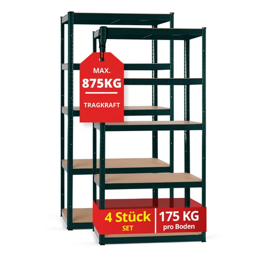 Stagecaptain Heavyrack Lagerregal Dunkelgrün, max. 875 kg 4x Set