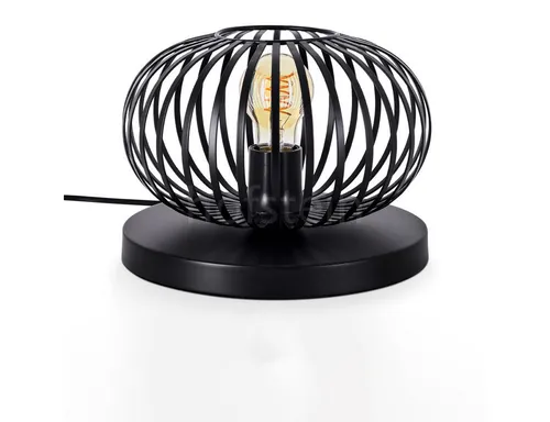 Hofstein Tischleuchte Schwarz - Stilvolle Metalllampe mit Gitterschirm - Moderne Tischleuchte aus robustem Metall in Schwarz, ideal für Esszimmer oder Wohnzimmer. Mit praktischem Schalter und Platz für ein E27-Leuchtmittel, perfekt zum individuellen Gestalten.