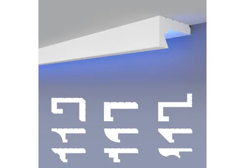HEXIMO Eckprofil HLED 29 - LED Stuckleisten für indirekte Beleuchtung - Eckprofile für stilvolle indirekte Beleuchtung, feuerhemmend und feuchtigkeitsbeständig, ideal für Wohn- und Geschäftsräume.