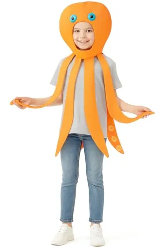 Corimori Oktopus Kostüm-Haube für Kinder in orange von Corimori
