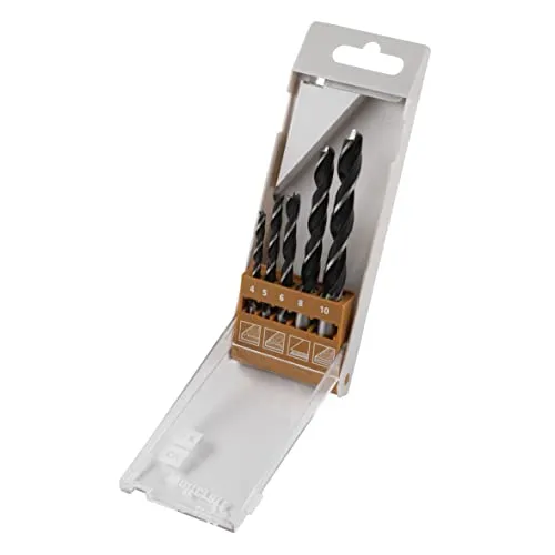 wolfcraft Holzspiralbohrer-Set, Ø 4-10 mm, 5-tlg. I 8458000 I Für Bohrungen in Weichholz