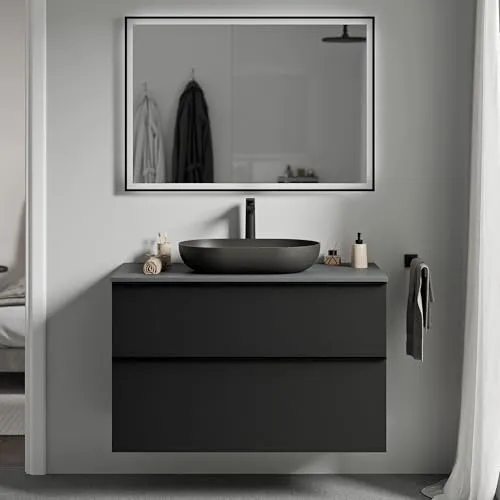 BERNSTEIN Waschbeckenunterschrank Hängend, Anthrazit Matt, 100x46x62 cm - Stylischer Hängeschrank für Ihr Badezimmer in Anthrazit matt. Praktische Wandmontage, hochwertige Verarbeitung und platzsparendes Design für eine moderne Einrichtung.