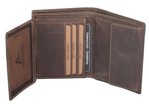 Echtleder Kombibörse-HUNTER braun - Elegante Kombibörse mit 10 Kreditkartenfächern und praktischem Kleingeldfach. Ideal für den täglichen Gebrauch und perfekt organisiert.